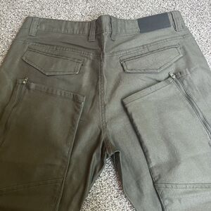 Akademiks Mens 36x30 Green Zipper Ankle Jeans Denim Streetwear Y2K Straight Leg